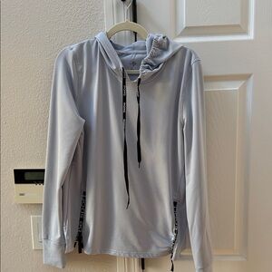 bebe Light Blue Active Hoodie with Black Drawstrings